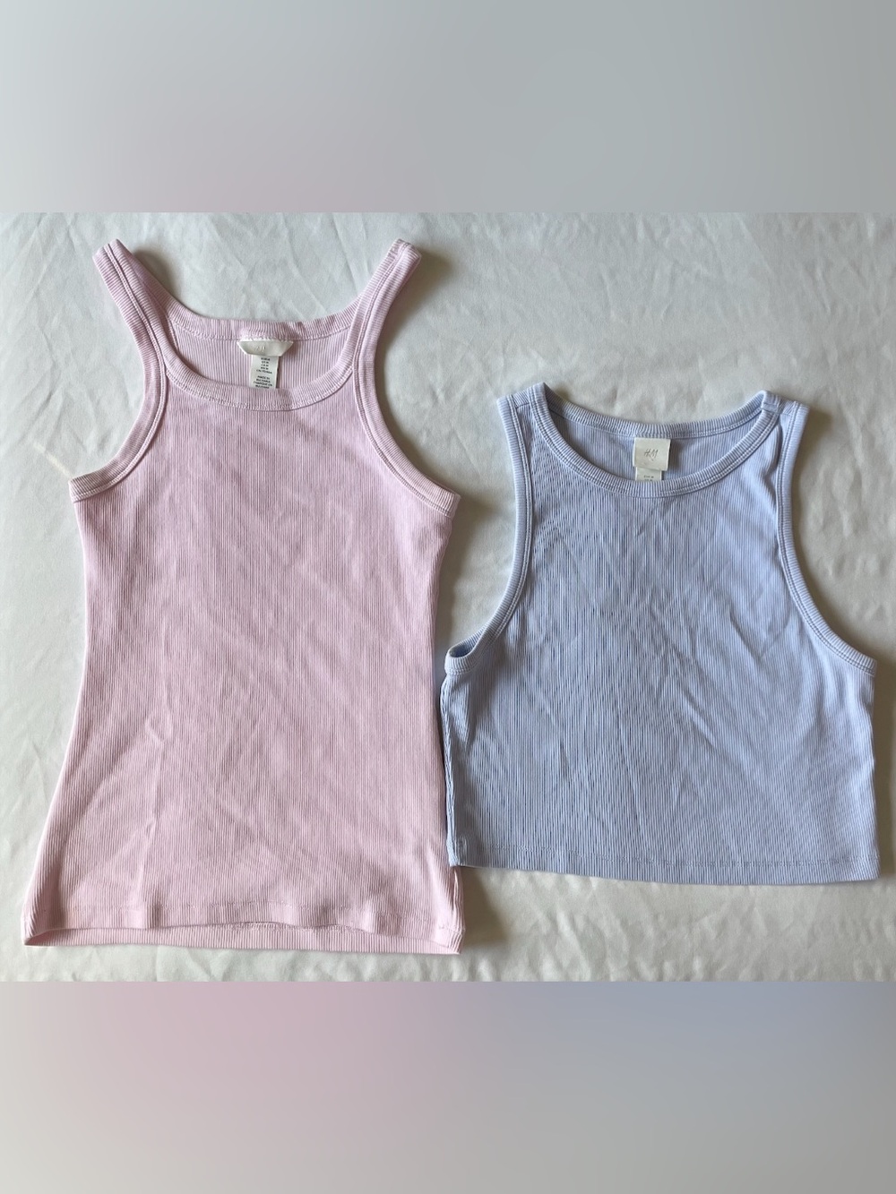 H&M Ribbed Tank Tops in Pink and Light Blue